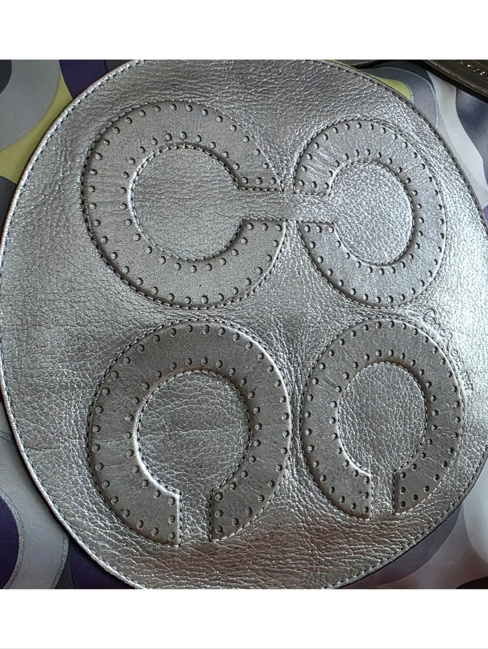 Coach 14970 Julia Op Art Silver Lavender Sateen Leather Tote Bag Y2K - Picture 5 of 16